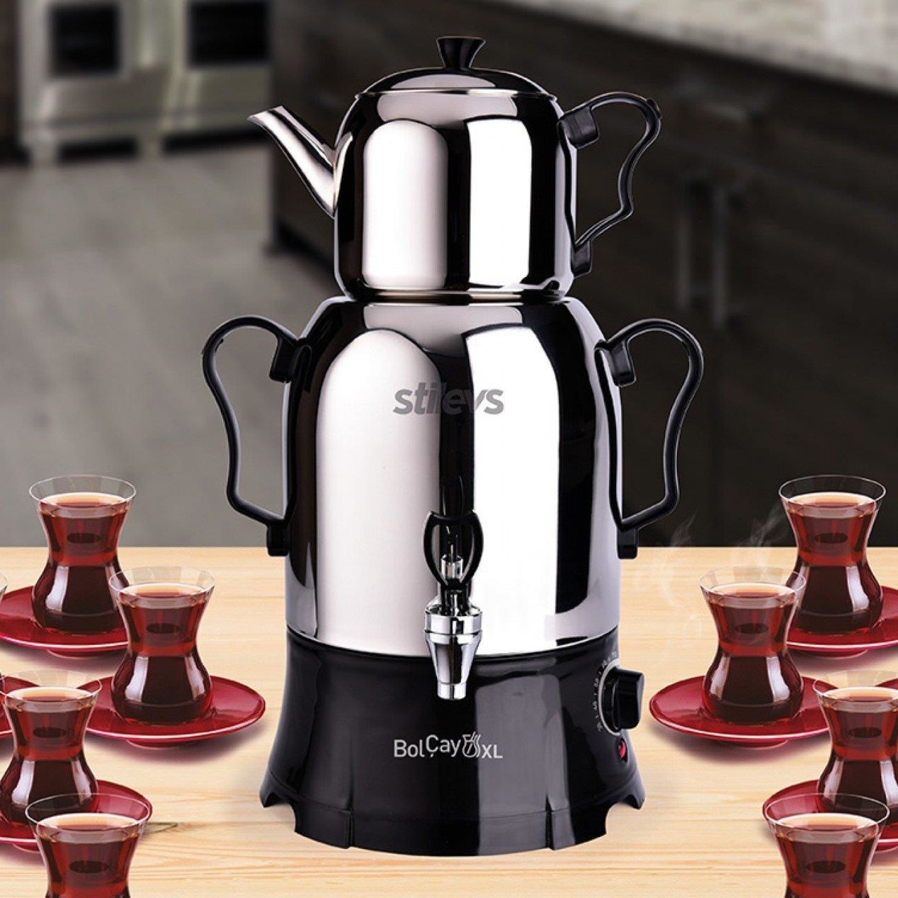 BOLÇAY XL ÇELİK SEMAVER SİYAH