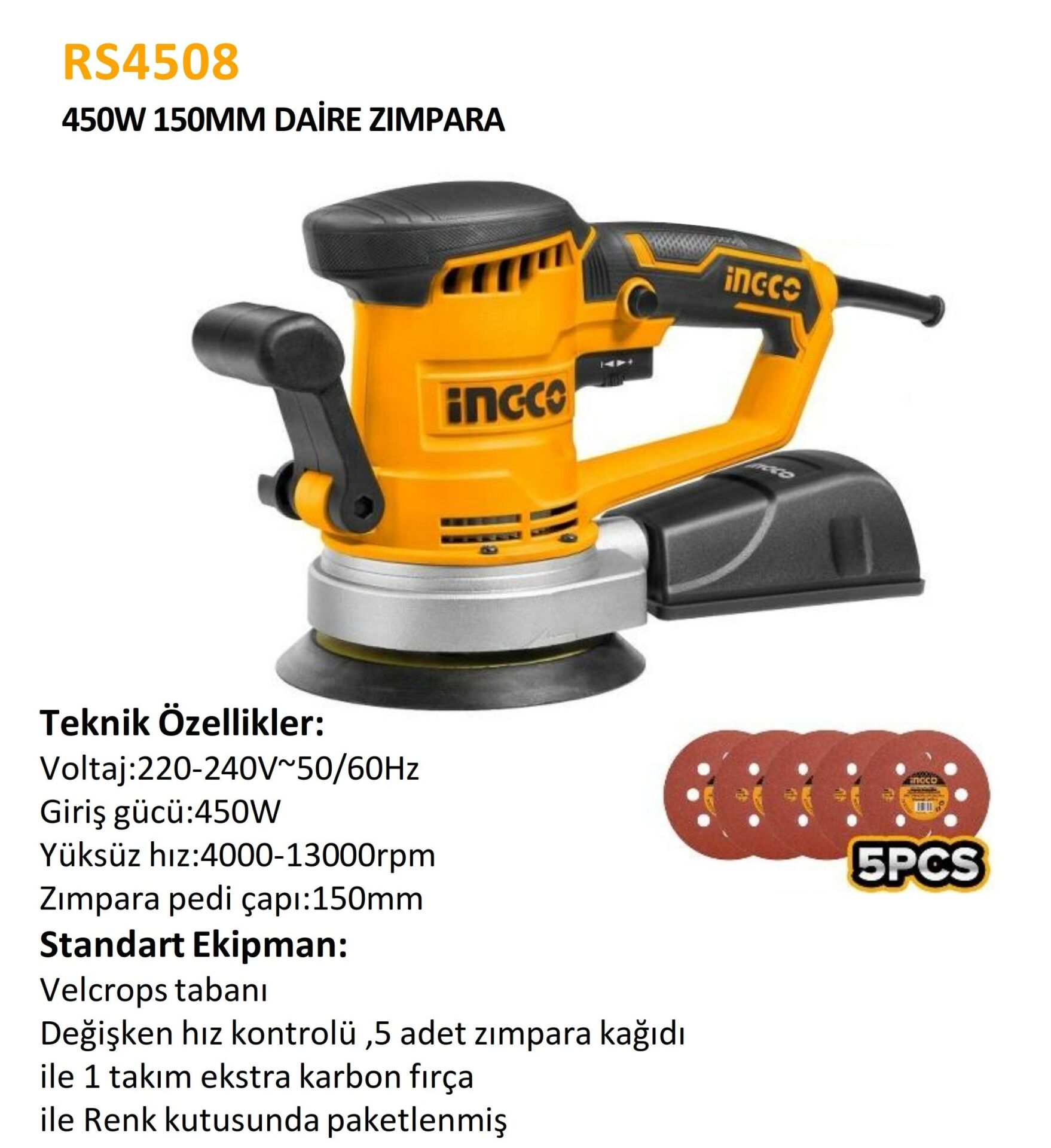 450W DAİRE ZIMPARA MAKİNESİ 150MM