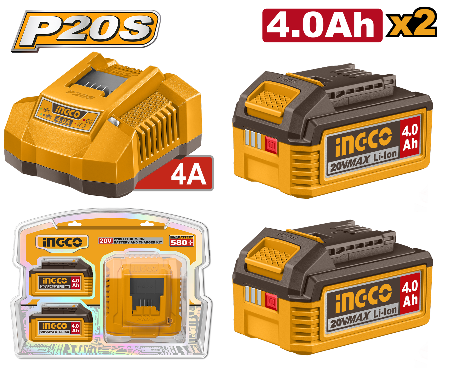 20 V 4 Ah X 2 LI-ION YEDEK BATARYA + ŞARJ ALETİ
