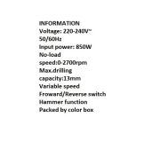 850W DARBELİ MATKAP